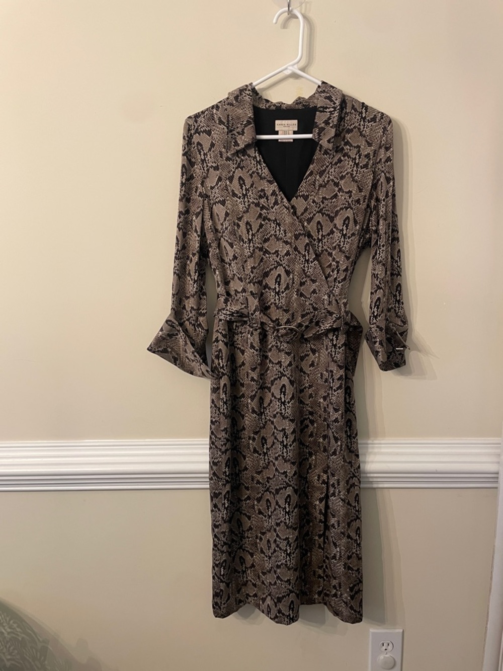 Karen Millen Snake-Print Wrap Midi Dress